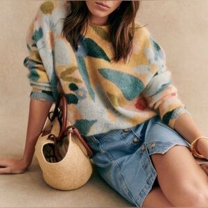 Sezane Pull Isadora Flowers Jumper Size XS EUC